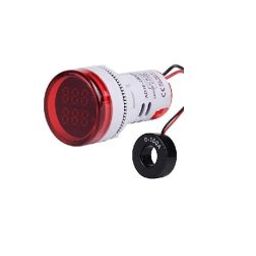 Red AC20-500V 0-100A 22mm AD16-22DVA Round LED Hertz Meter Indicator Light with Transformer-43