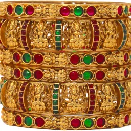 janavi Alloy Ruby Gold-plated Bangle Set image 2