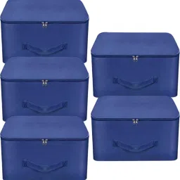 ANABIYA Storage Bags for Clothes,Saree with Zip Closure & Handle (Blue, Pack of 5) Polyester Laundry Bag-image-56