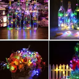 SPARK WORLD Blue & Red 5 Pcs Rice Shaped Cork Fairy String Lights image 2