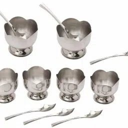Ice Cream Bowl Spoon Set Stainless Steel Kitchen Dessert Ice Cream Cup Bowl, Spoon Serving Set-image-72