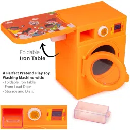 bkdt marketing Washing Machine with Open Door & Attached Foldable Ironing Table Toy for Kids image 2