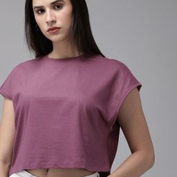 Roadster Women Solid Boxy Crop T-shirt-image-40