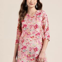HERE&NOW Floral Print V-Neck Kurti-image-71