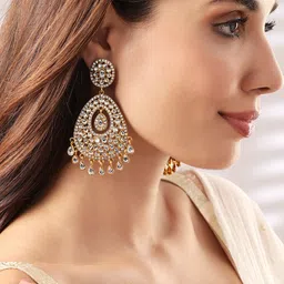 Rubans Gold-Toned Contemporary Drop Earrings-45