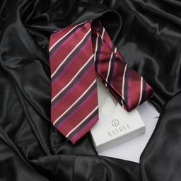 KOVOVE Men Red & White Striped Broad Tie-52