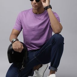 Roadster Men Purple Solid T-shirt-image-20