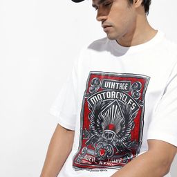 The Roadster Lifestyle Co. Men Printed Relaxed Fit Drop-Shoulder Sleeves T-shirt-image-82