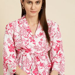 her by invictus Valentine Special Shawl Collar Floral Print Top-image-51