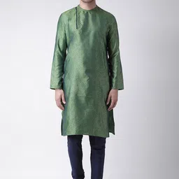 DEYANN Men Green Woven Design Straight Kurta-image-92