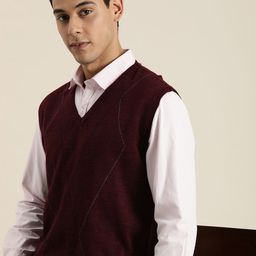 INVICTUS Men Maroon Geometric Print Sweater Vest-image-27