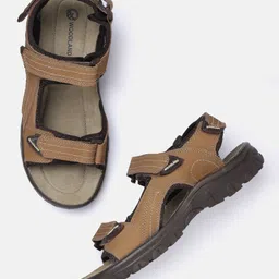 Woodland Men Leather Comfort Sandals-image-120