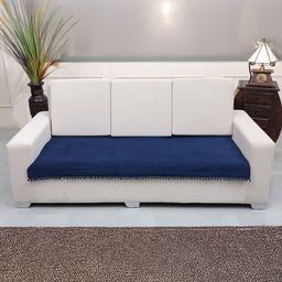 AAZEEM Blue Solid Velvet 2 Piece Sofa Cover-image-48