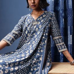 Taavi Floral Printed Pure Cotton Sanganeri Kurta Sets-picture-22