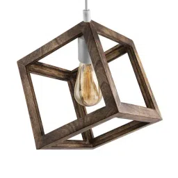Homesake Walnut Hanging Cube Lamp with Silicone Socket Holder - Set of 1 (Bulb not included)-36