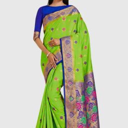 Mimosa Green Woven Sarees With Blouse-image-57