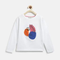 Tales & Stories Kids White Embroidered Full Sleeves T-Shirt-image-34