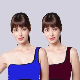 AROUSY Blue & Maroon Cotton Bandeau Bras - Pack Of 2-picture-18