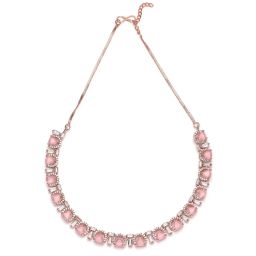 Karatcart Rose Gold-Plated Pink Triangular Cubic Zirconia Studded Necklace Set for Women image 5