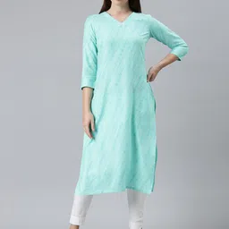 Fourleaf Striped Dyed Round Neck Straight Kurta-picture-30