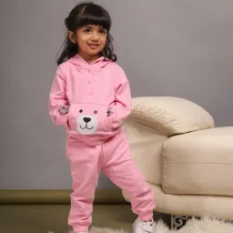Budding Bees Girls Pink Embroidered Hoodie-image-74