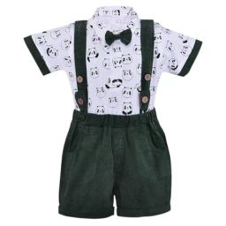Wish Karo Boys Dark Green Printed Dungaree-picture-11