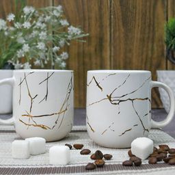 Femora Black & White 6 Pieces Abstract Printed Ceramic Glossy Cups-49