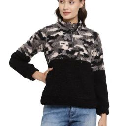 Juelle Black Self Design Sweatshirt-image-0