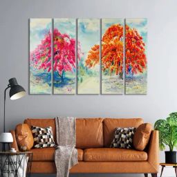 999Store Printed Red MDF 5 Panels Wall Art-20
