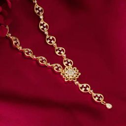 GIVA 92.5 Sterling Silver Golden Glorious Flower Necklace-image-70