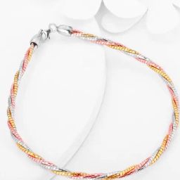 GIVA 92.5 Sterling Silver Triple Tone Love Entwined Inflexible Anklet for Women (Single Anklet)-picture-29