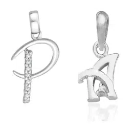 Taraash 92.5 Sterling Silver 'P' & 'A' Initial Letter Couple Pendants-image-82