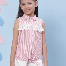 BIBA Girls Pink Striped Top-image-8