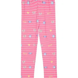 Elle Kids Pink Cotton Printed Leggings-image-56