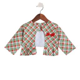 The Magic Wand Kids Green & Red Checks Bolero Shrug-image-24