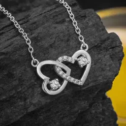 Anayra 92.5 Sterling Silver Heart Pendant with Chain for Women-picture-19
