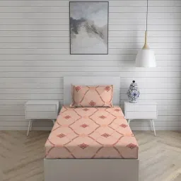 Layers Pistoia Others Orange 144 TC Cotton Single Bed Sheet with 1 Pillow Cover-image-32