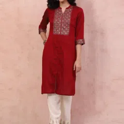 Rangriti Red Printed Straight Kurta-picture-26