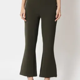 Trend Arrest Olive Flared Fit High Rise Pants-26