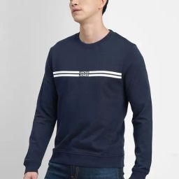 Jack & Jones Navy Blue Cotton Slim Fit Printed Sweatshirt-image-22