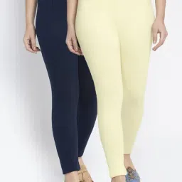 Gracit Navy & Cream Mid Rise Leggings - Pack Of 2-picture-39