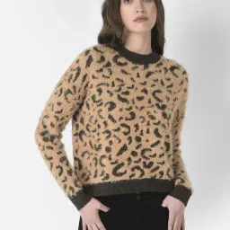 Crimsoune Club Brown Animal Print Sweater-image-49