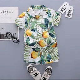 StyleCast x Revolte Boys Floral Printed Shirt Collar Shirt With Shorts-21