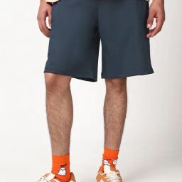 Bewakoof Blue Terry Oversized Fit Solid Shorts-image-132