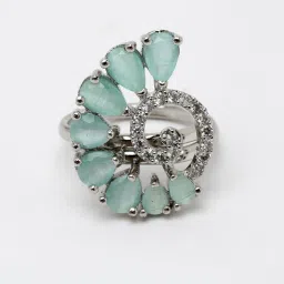 Panash Silver Plated AD Studded Adjustable Finger Ring image 3