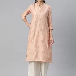 READIPRINT FASHIONS Peach Embroidered Straight Kurta-image-105