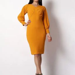 Prettify Yellow Slim Fit Bodycon Dress-image-73