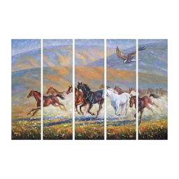 999Store Multicolor Running Horses Art 5 Frame MDF Paintings image 2