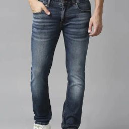 Spykar Dark Blue Regular Fit Lightly Washed Jeans-picture-1