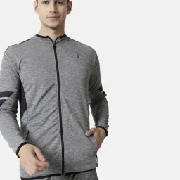 Campus Sutra Grey Regular Fit Colour Block Jacket-3